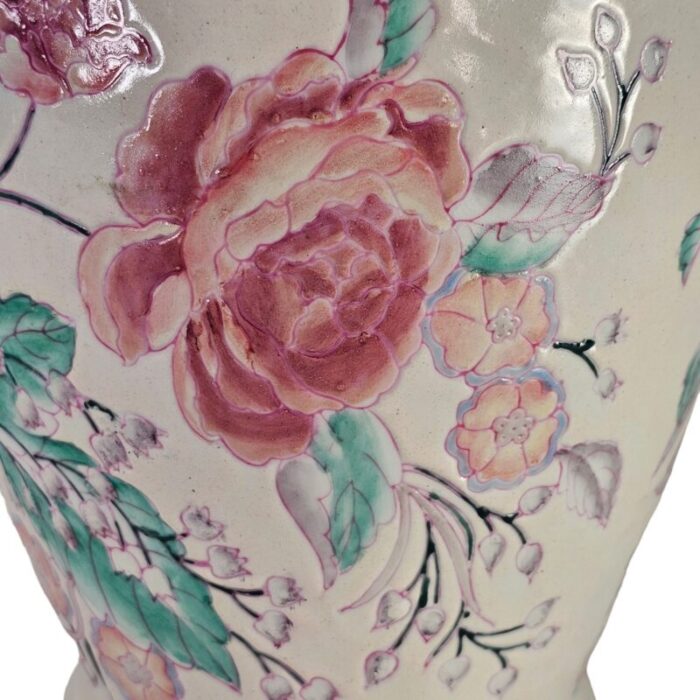 chinese ceramic vase with peachesroses birds relief 14 6719