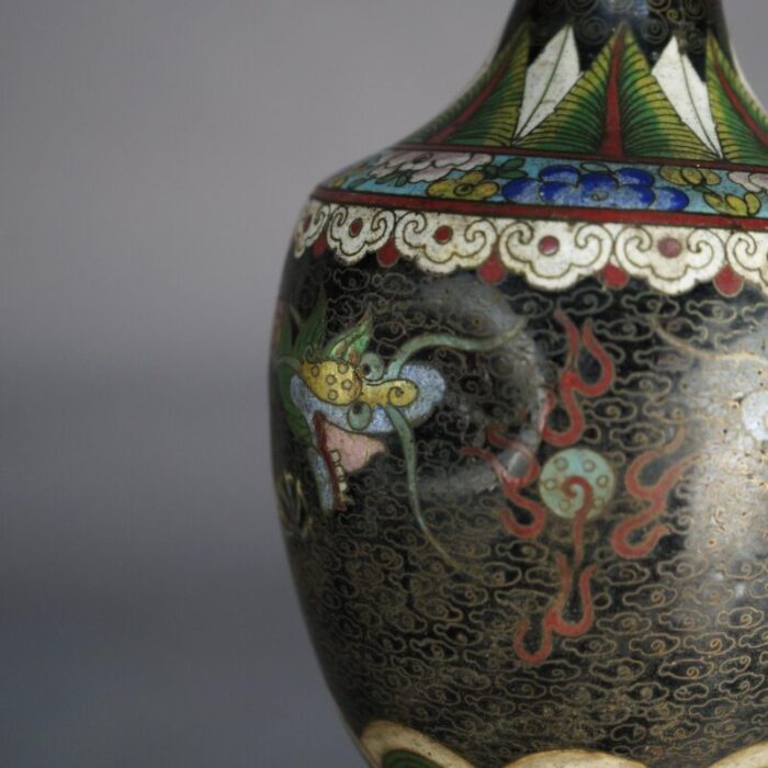 chinese cloisonne enameled vessels 3 vases and 3 canisters circa 1920 2313