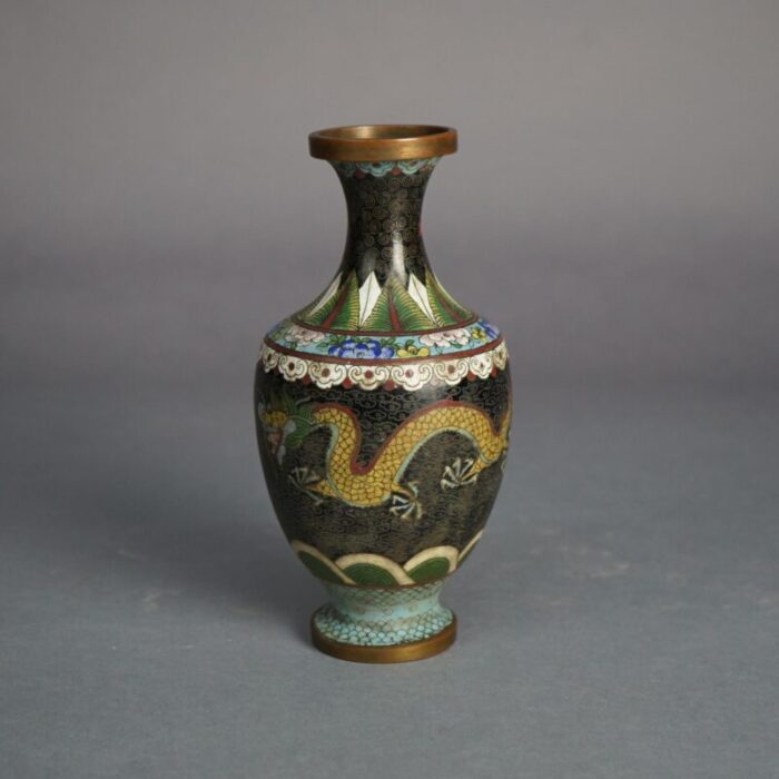 chinese cloisonne enameled vessels 3 vases and 3 canisters circa 1920 6518