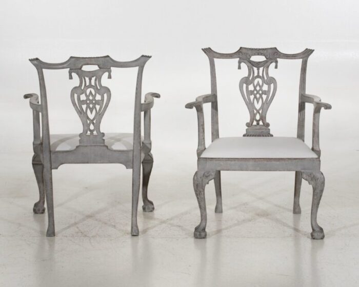 chippendale 19th century armchairs set of 2 1829