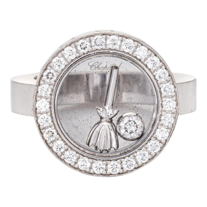 chopard happy spirit ring floating diamond estate 18k white gold sz 6 jewelry 7616