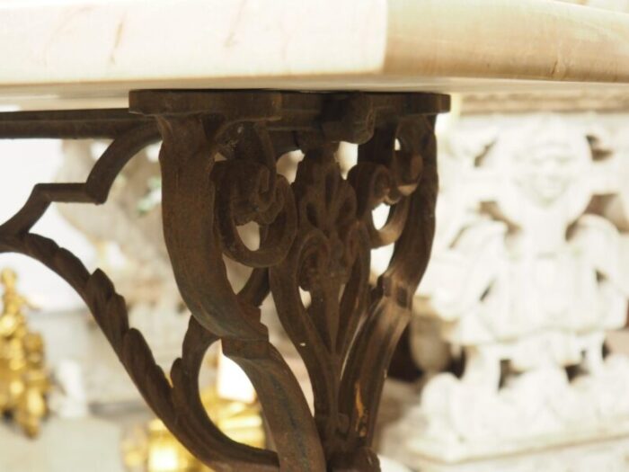 circa 1900 french cast iron bistro table with marble top 8817