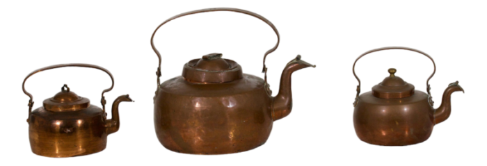 copper kettles 1750s set of 3 4480