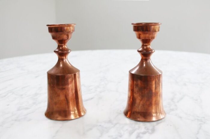 danish copper candlesticks 1960s set of 2 1