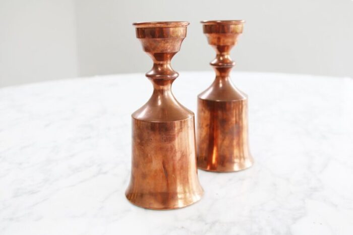 danish copper candlesticks 1960s set of 2 2