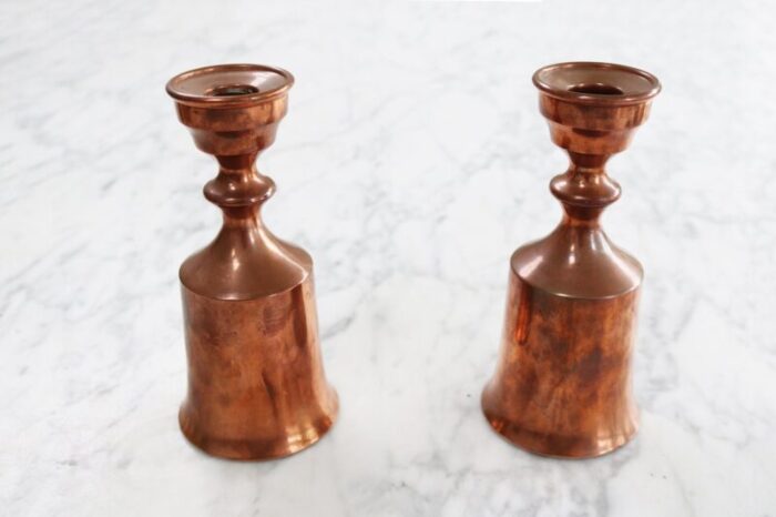 danish copper candlesticks 1960s set of 2 3