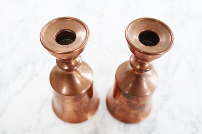 danish copper candlesticks 1960s set of 2 4