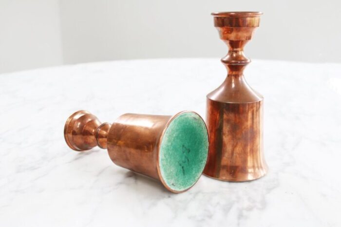 danish copper candlesticks 1960s set of 2 5