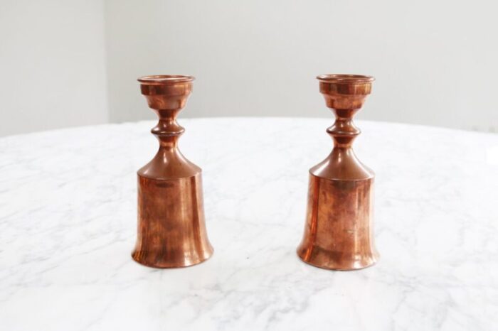 danish copper candlesticks 1960s set of 2 6