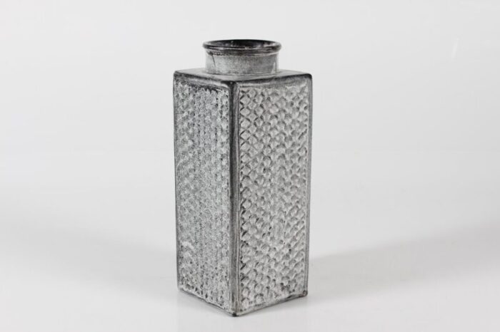 danish tall square vase with ash grey glaze by nils kaehler for hak kaehler 1950s 1