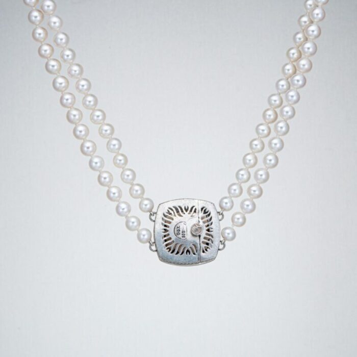 david yurman double strand pearl necklace albion diamond quartz clasp 19 0917