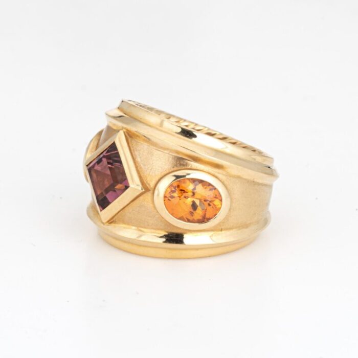 david yurman renaissance ring 18k gold citrine rhodalite garnet sz 65 wide band 2062