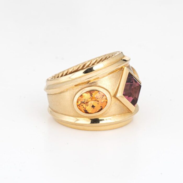 david yurman renaissance ring 18k gold citrine rhodalite garnet sz 65 wide band 4969