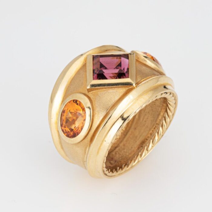 david yurman renaissance ring 18k gold citrine rhodalite garnet sz 65 wide band 6697