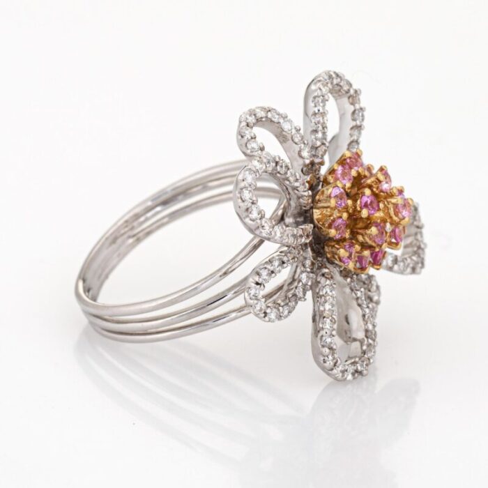 diamond pink topaz flower ring estate 14k white gold cocktail jewelry sz 675 1540