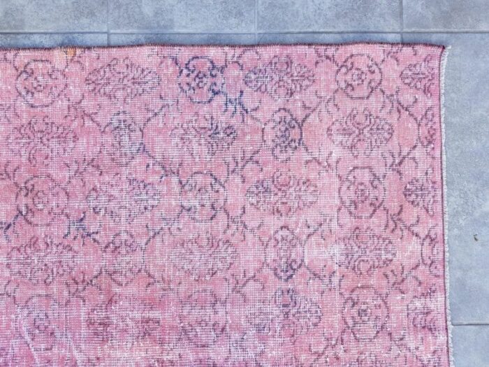 distressed nursery pink woven rug 1960s 2