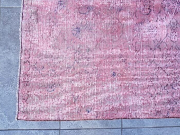 distressed nursery pink woven rug 1960s 7