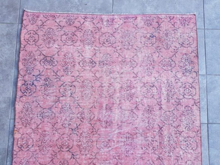 distressed nursery pink woven rug 1960s 9