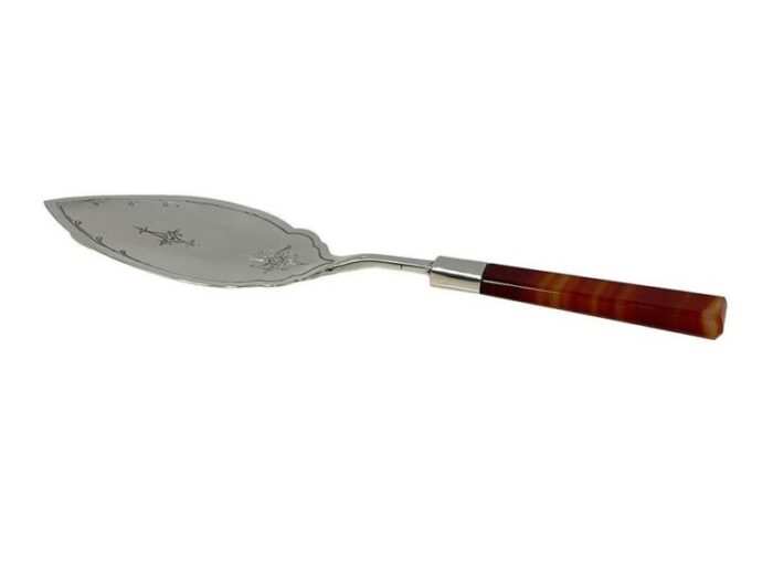 dutch silver with agate serving spoon by c f wewer 1981 8