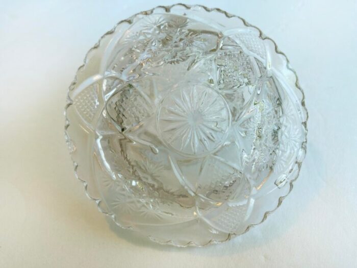 early 1900s cambridge pressed glass butter dish snowflake 4381