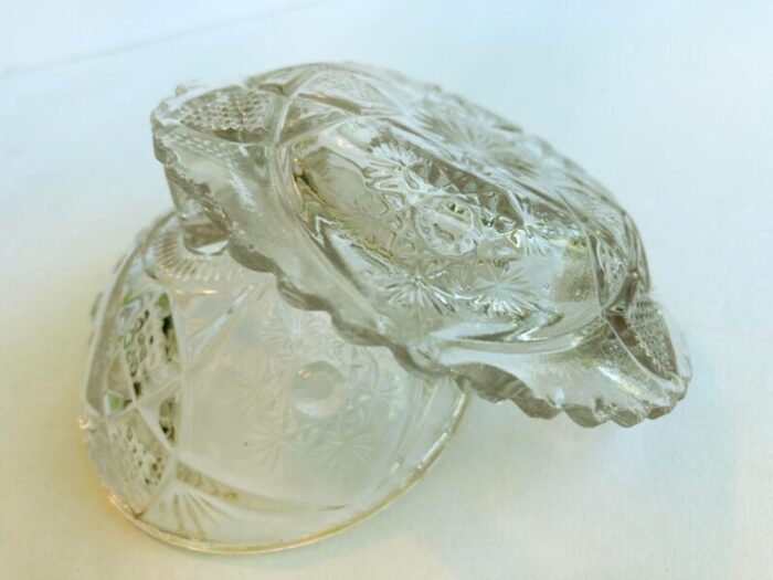 early 1900s cambridge pressed glass butter dish snowflake 5128