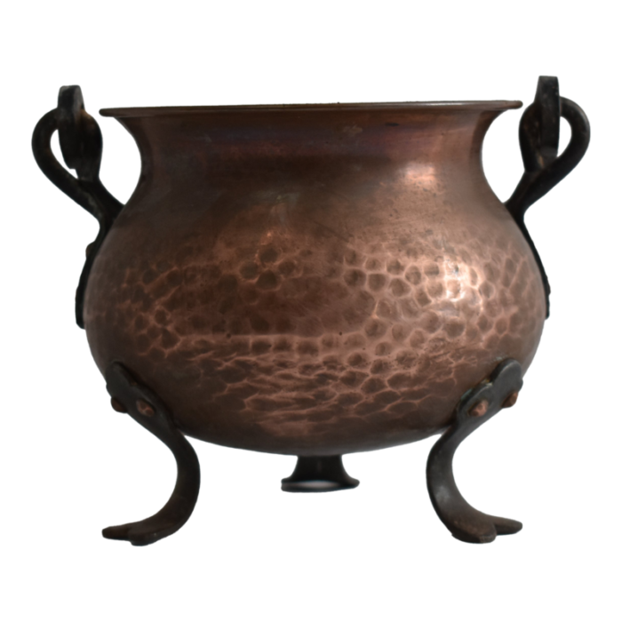 early 1900s copper cauldron with iron legs 1447