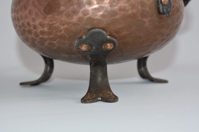 early 1900s copper cauldron with iron legs 6022