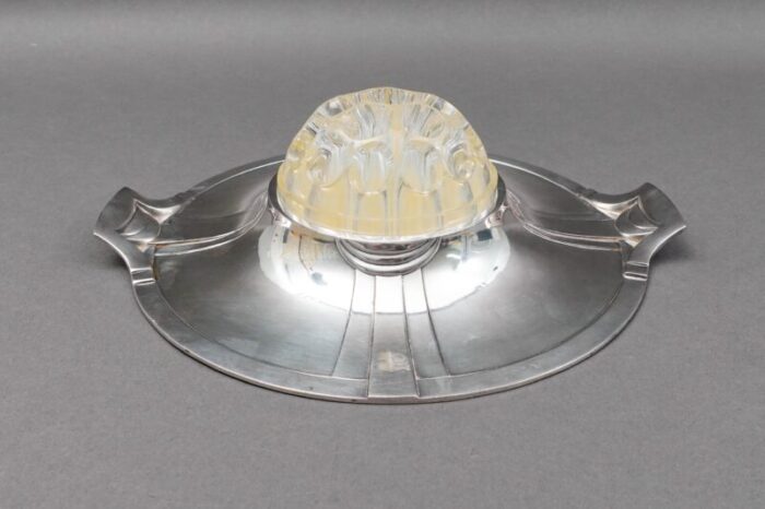 early 19th century christofle france art nouveau gallia silver plate flower frog dish tray 0204