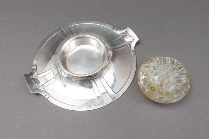 early 19th century christofle france art nouveau gallia silver plate flower frog dish tray 7655