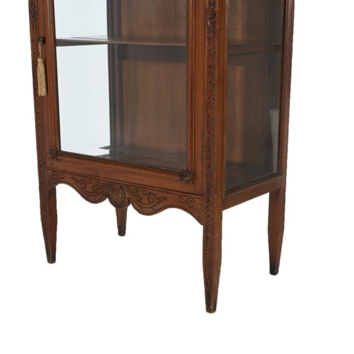 early 20th century antique eastlake victorian mahogany single door and mirrored curio cabinet c1900 1740