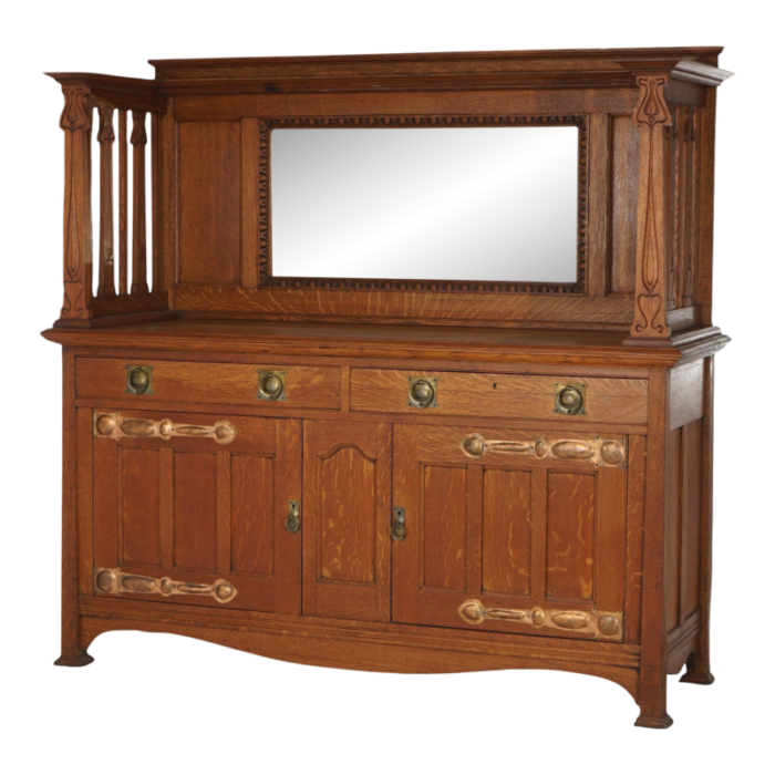 early 20th century antique english arts and crafts liberty and co oak sideboard with mirror c1910 1953