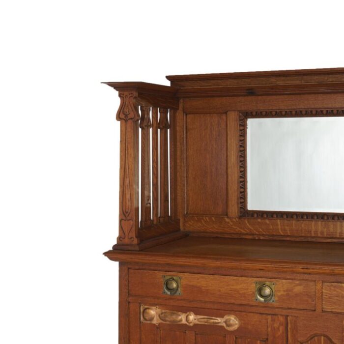 early 20th century antique english arts and crafts liberty and co oak sideboard with mirror c1910 2751