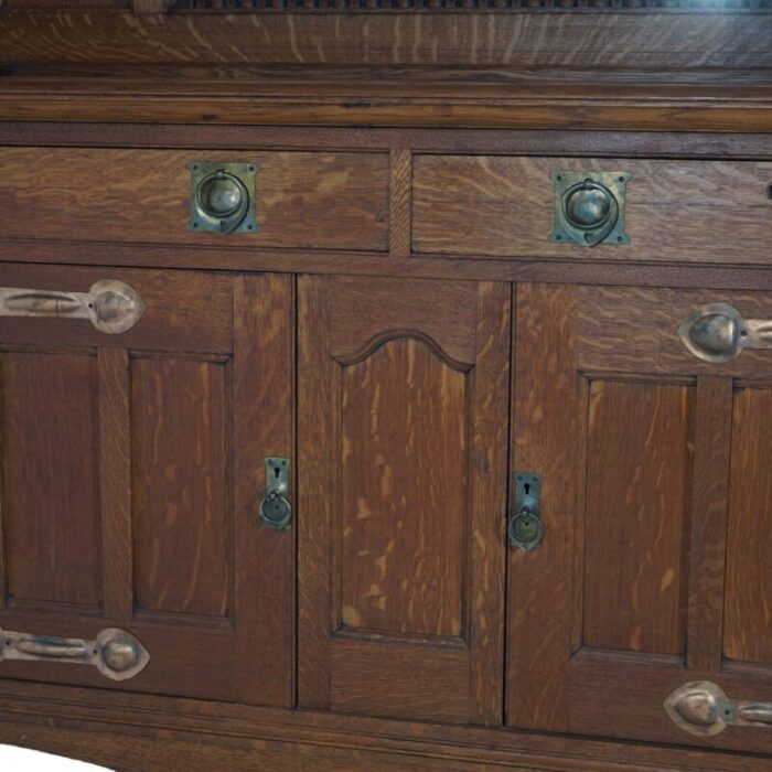 early 20th century antique english arts and crafts liberty and co oak sideboard with mirror c1910 3577