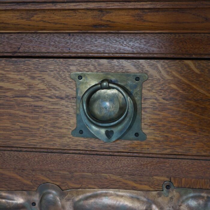 early 20th century antique english arts and crafts liberty and co oak sideboard with mirror c1910 6215