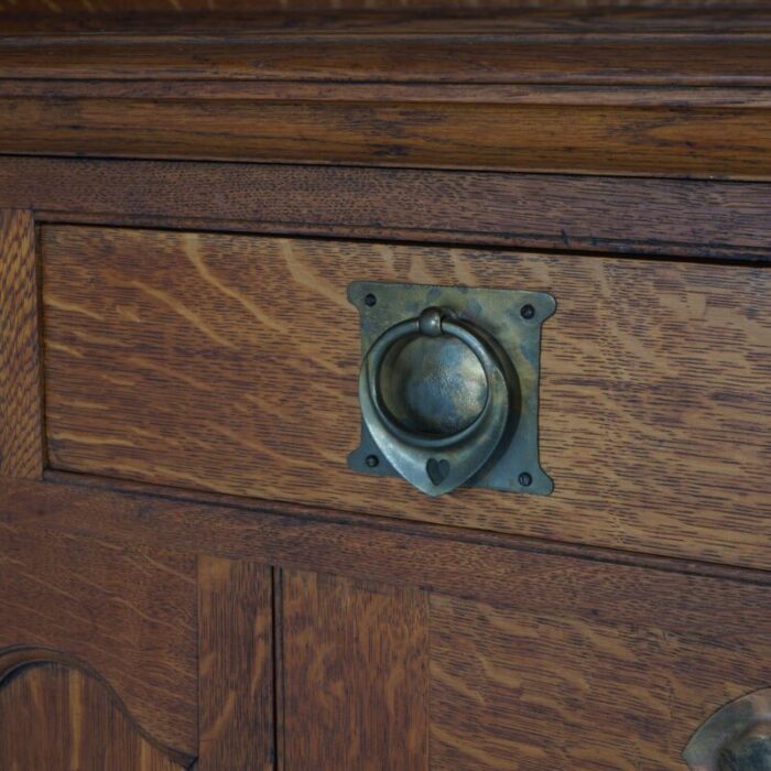 early 20th century antique english arts and crafts liberty and co oak sideboard with mirror c1910 6922