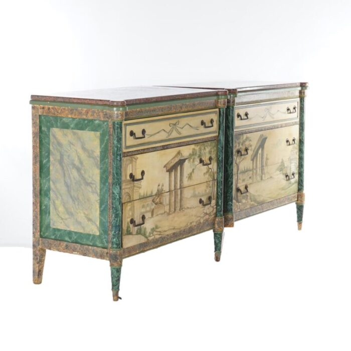 early 20th century antique neoclassical italian school faux painted and rouge marble chests a pair 1788