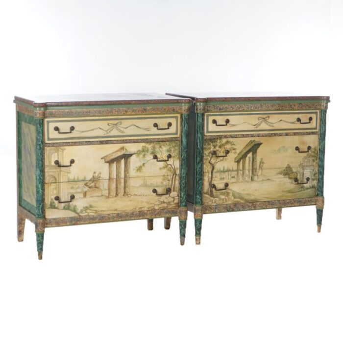 early 20th century antique neoclassical italian school faux painted and rouge marble chests a pair 4896