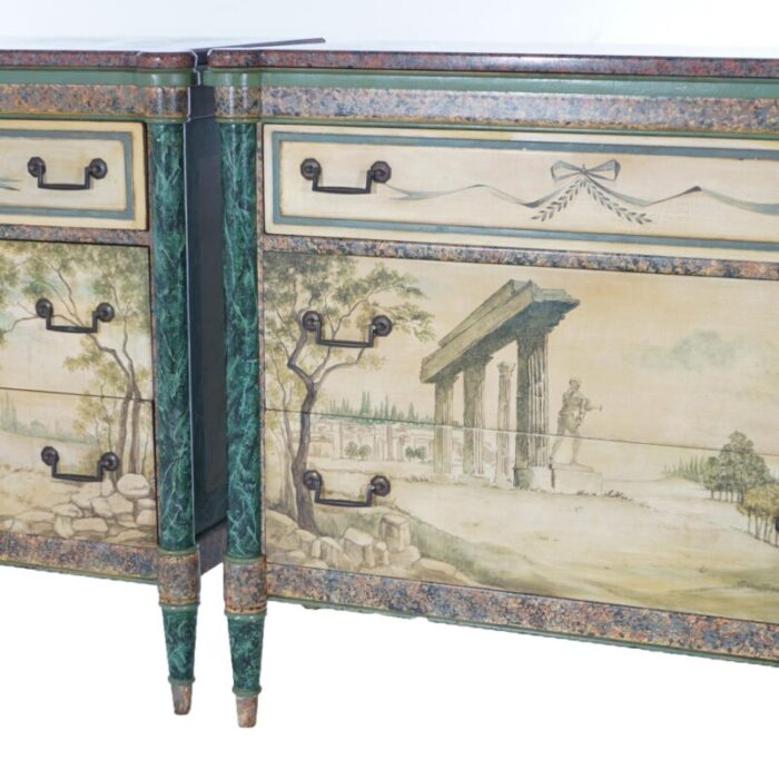 early 20th century antique neoclassical italian school faux painted and rouge marble chests a pair 6233