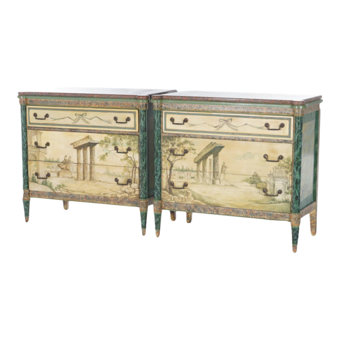 early 20th century antique neoclassical italian school faux painted and rouge marble chests a pair 7286