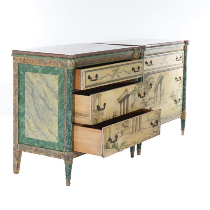 early 20th century antique neoclassical italian school faux painted and rouge marble chests a pair 7909