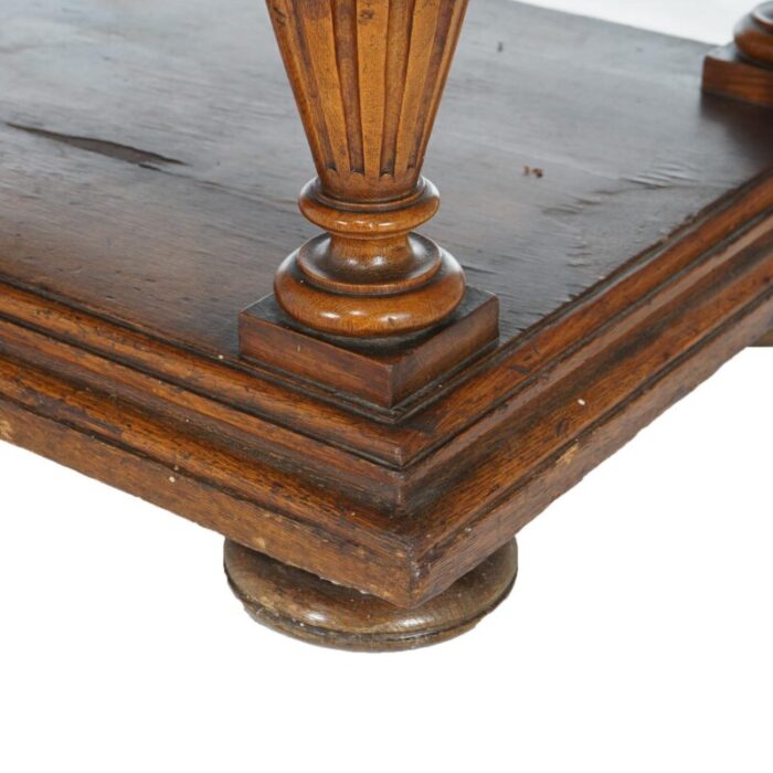 early 20th century antique oak marble top server with mirrored back splash and spindled rail c1900 9887