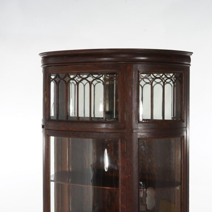 early 20th century antique rj horner oak curved glass china display cabinet c1910 1238