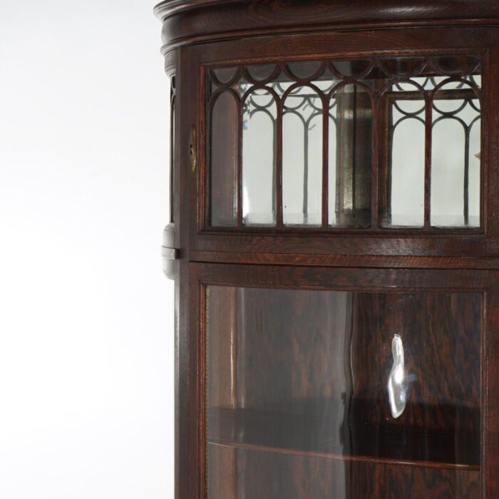 early 20th century antique rj horner oak curved glass china display cabinet c1910 4469