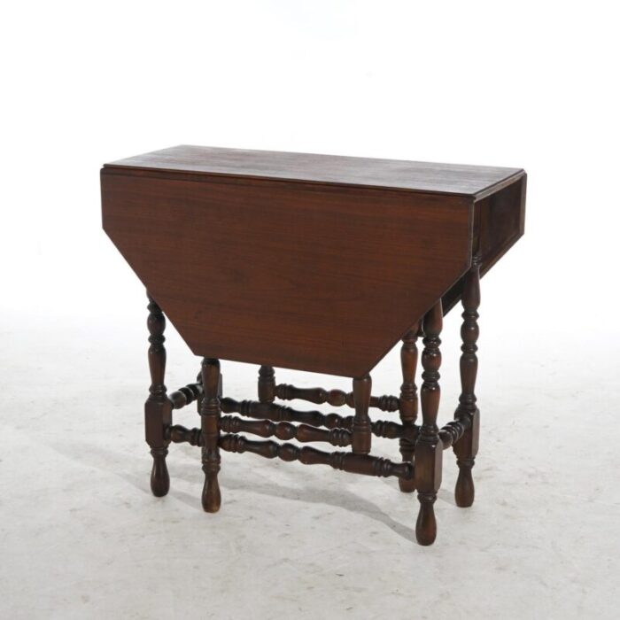 early 20th century antique william and mary style octagonal walnut drop leaf table c1920 0727