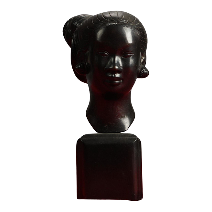 early 20th century japanese cast bronze portrait bust sculpture of a young woman circa 1920 0400