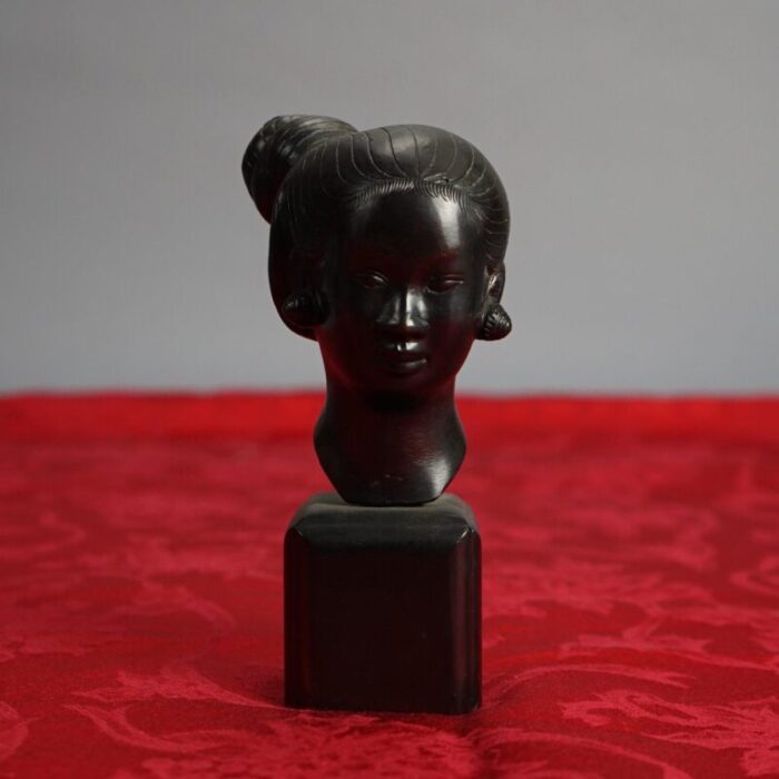 early 20th century japanese cast bronze portrait bust sculpture of a young woman circa 1920 0745