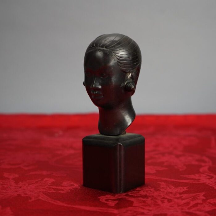 early 20th century japanese cast bronze portrait bust sculpture of a young woman circa 1920 9807