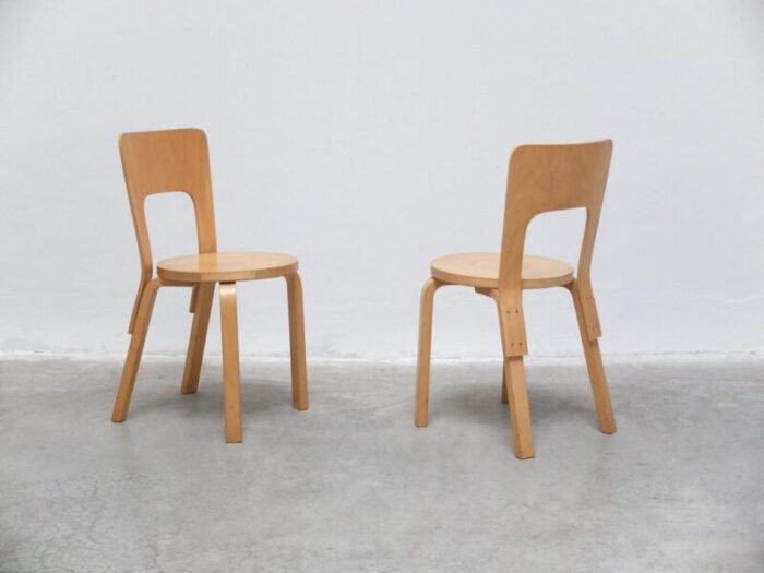 early model 66 side chairs by alvar aalto for artek 1930s set of 2 1917