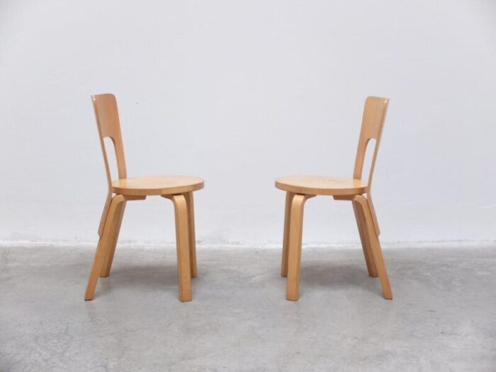 early model 66 side chairs by alvar aalto for artek 1930s set of 2 4365