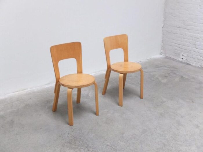 early model 66 side chairs by alvar aalto for artek 1930s set of 2 6540